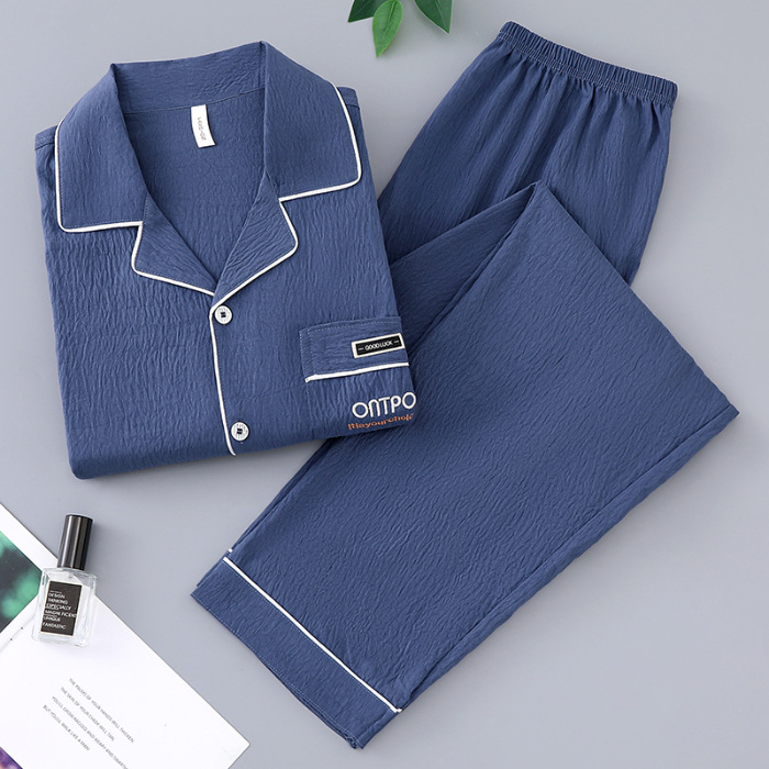 2024 nuevo pijama de hombre primavera y otoño nubes de algodón cardigan de mangas largas casuales sueltas de tamaño grande se puede usar en casa