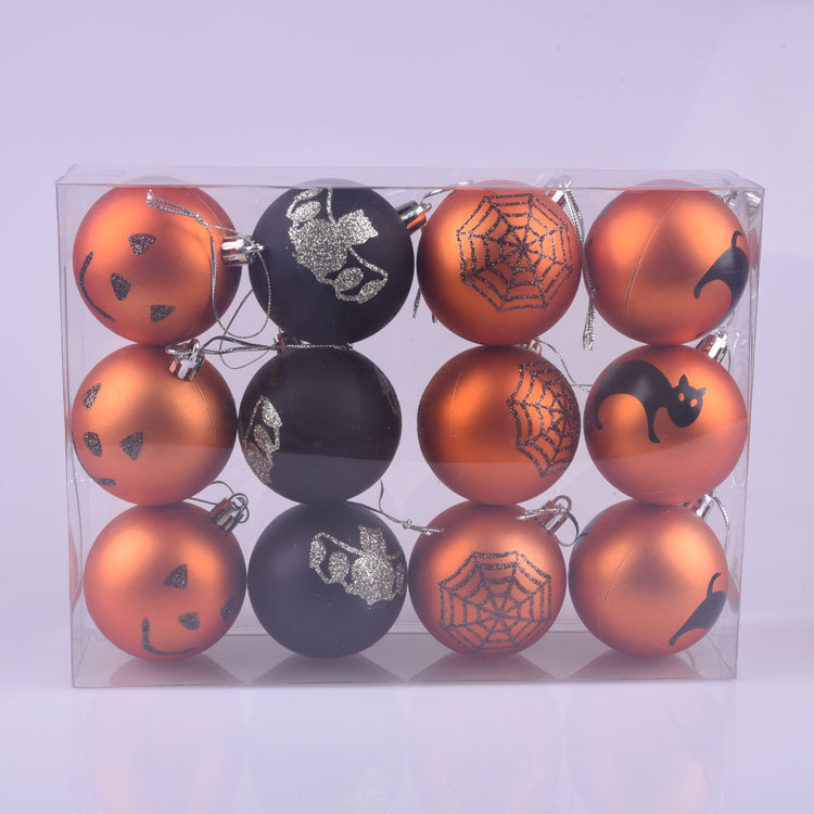 国境を越えた製品ハロウィーン装飾品12pcプラスチック彩色ボールハロウィーンテーマシーン配置装飾|undefined