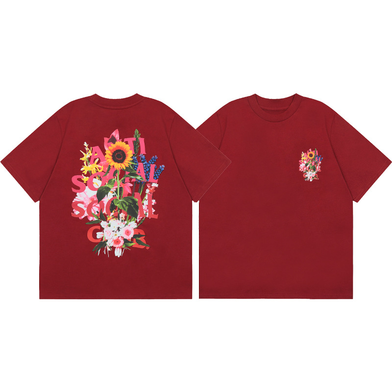 Versión correcta ASSC Club de dibujos animados relámpago impresión conjunta cuello redondo de los hombres Jersey pareja manga corta Camiseta moda