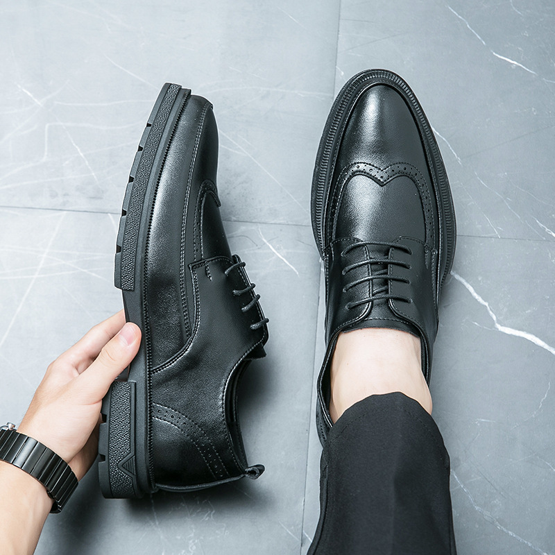 Zapatos de cuero casuales para hombres, zapatos de estilo británico de moda coreana para hombres, zapatos de boda para novio. image 5