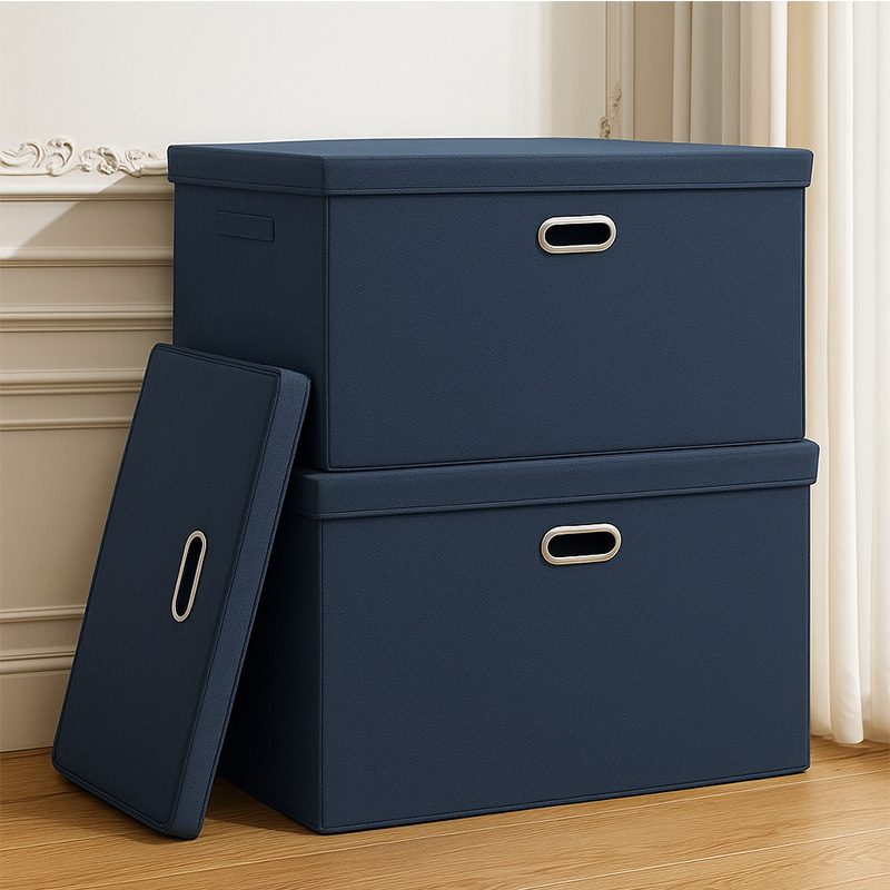 Caja de almacenamiento de algodón transfronterizo con cubierta cajón plegable de ropa armario caja de almacenamiento de tela caja de almacenamiento al por mayor