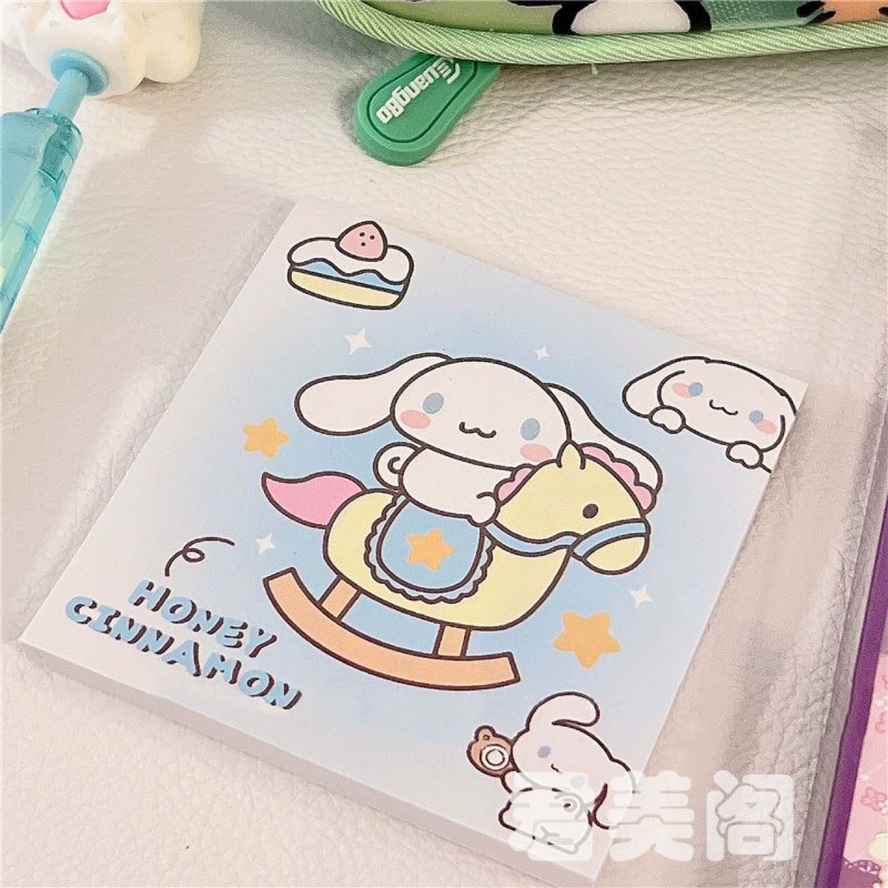 Notepad (Sanrio) cartoon sticky notes — cute characters Hello Kitty & friends, square memo pads, 0.007 kg