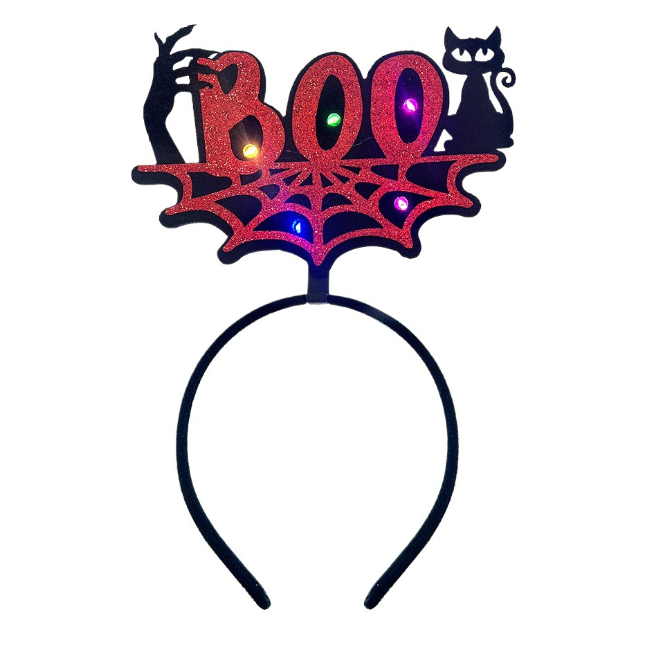 Diadema de Halloween 2026, accesorios luminosos para el cabello con diseño de fantasma y murciélago, decoración para fiestas temáticas de Halloween