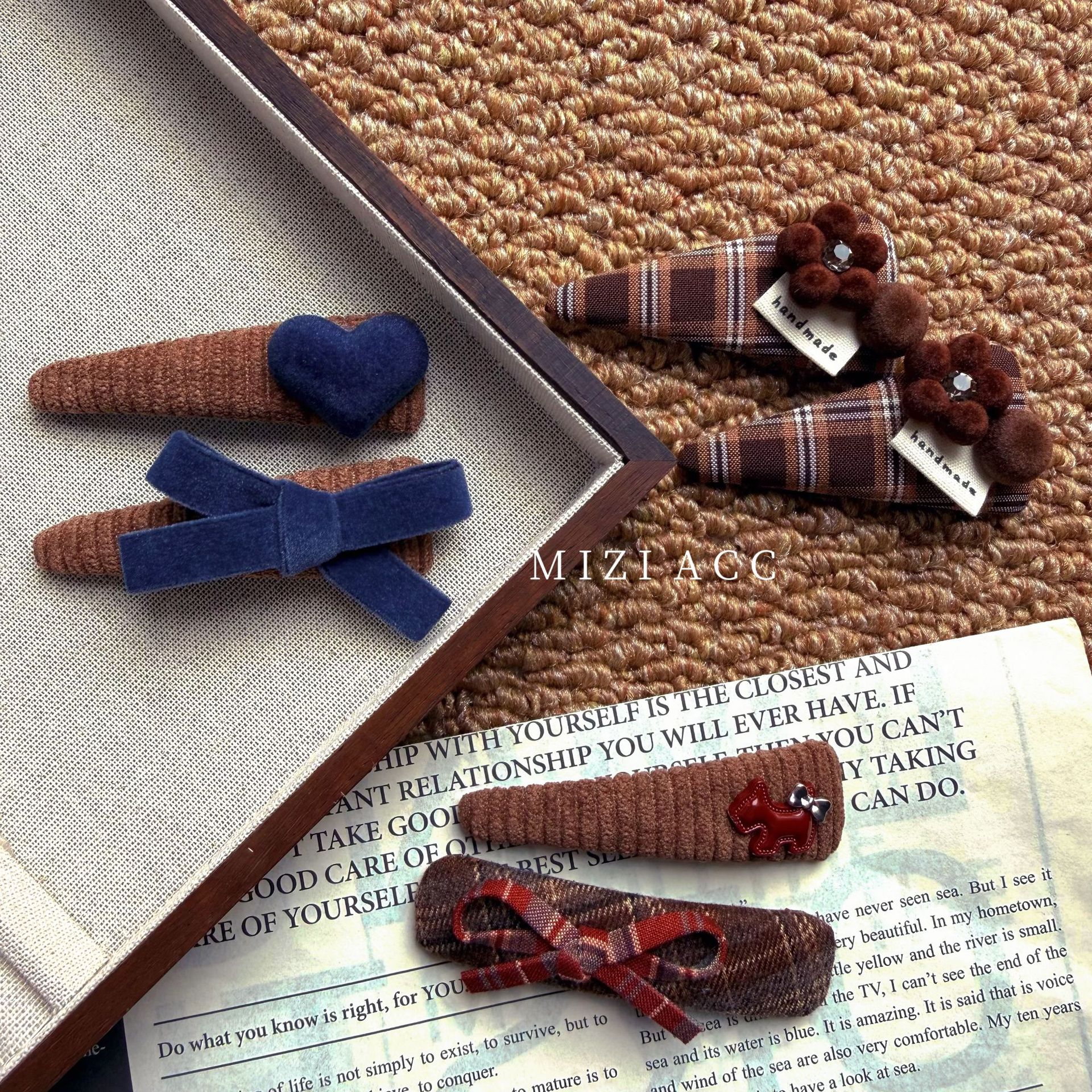 韩式格纹爱心蝴蝶结发夹女侧边学院风发卡高级感刘海夹少女发夹