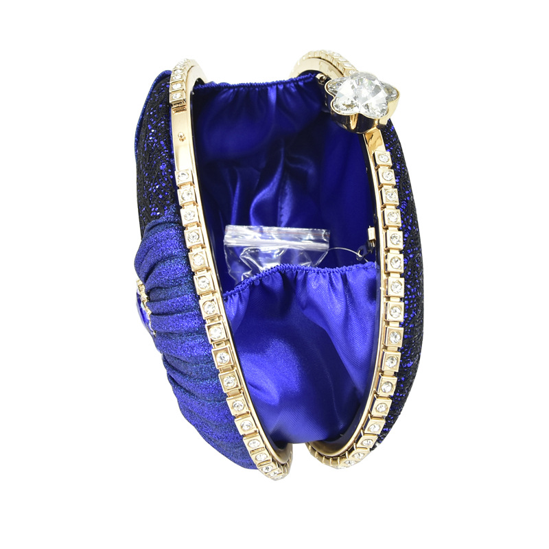 Pair the evening with diamond studded high heel round head fish mouth back strap elastic sandals and dinner clutch set_voghion.com