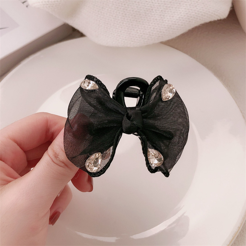 Elegante temperamento arco pequeño clip de agarre de cabello de mujer cabeza atrás medio clip de agarre de cabello nuevo toque de agarre de cabello de diamante