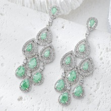 时尚轻奢大气镂空微镶冰花锆石水滴形耳环s925银针宴会风百搭耳饰