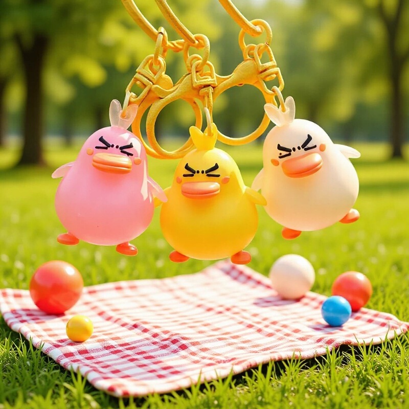 Popular Rock Kingdom World Merchandise: Fluffy Duck Jiji Uv Color-Changing Cute Plush Keychain Pendant
