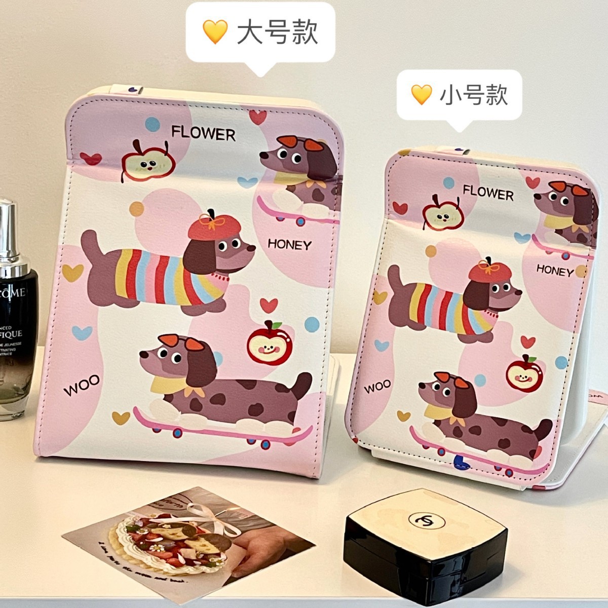 Espejo LED encantador portátil plegable con iluminación espejo de maquillaje dormitorio de estudiantes de escritorio de oficina espejo de vestir