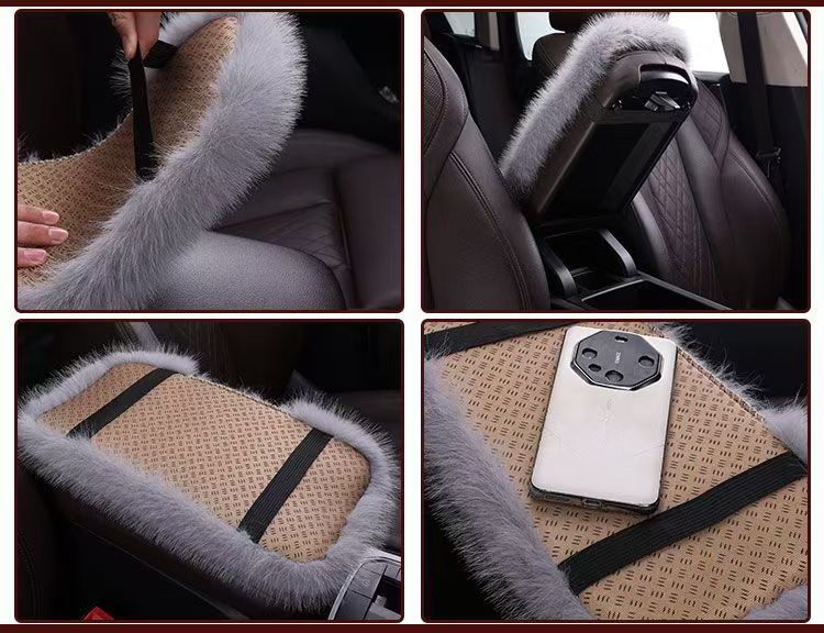 New winter faux fox armrest box pad thickened plush car armrest pad