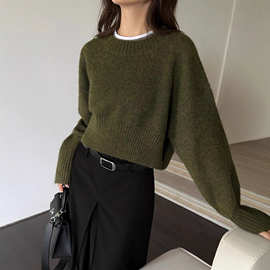温柔慵懒风打底针织衫内搭短款上衣软糯套头毛衣女秋冬季2025新款