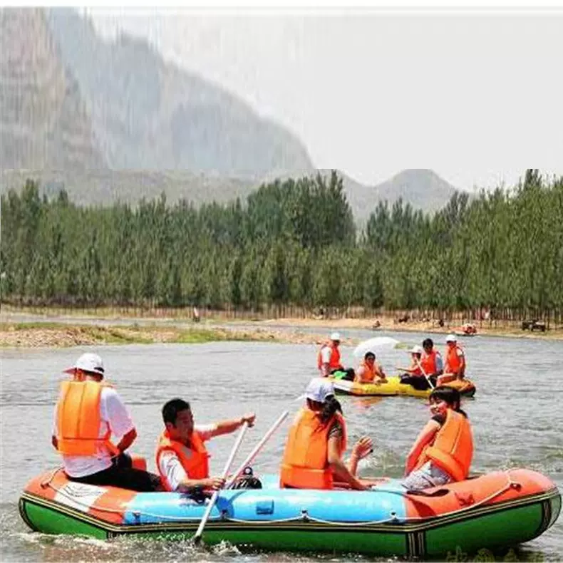 厂家直销硬底皮划艇4人专业景点漂流加厚充气橡皮钓鱼冲锋舟船艇