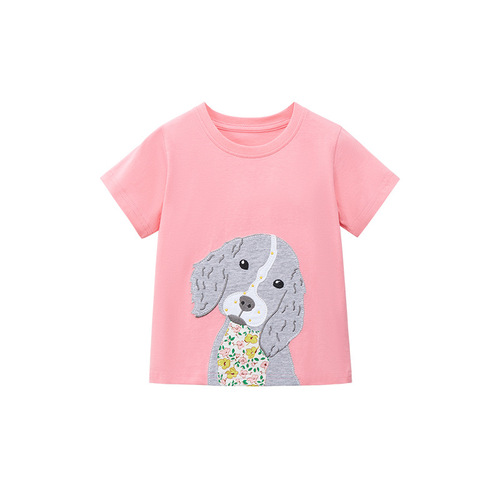 Little maven European and American style cartoon round neck girls' top summer pure cotton breathable short-sleeved children's T-shirt