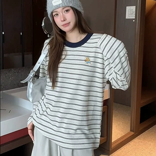 636条纹韩系打底衫女2026秋季百搭显瘦遮肉长袖内搭时尚打底衫女