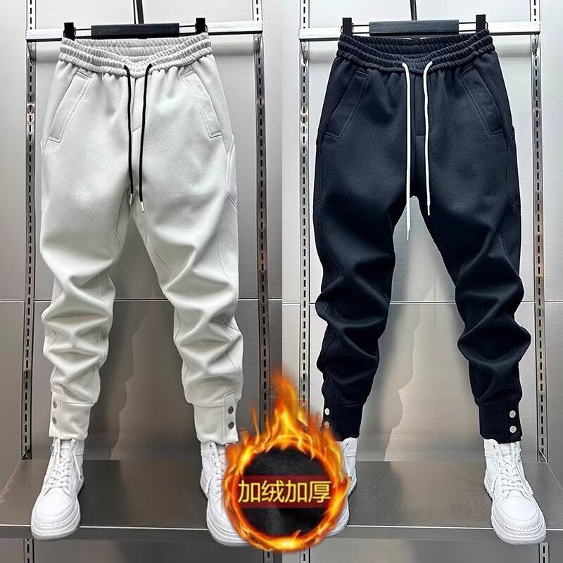 Design-Sense Nicking Leg Trousers Men's Autumn and Winter New fleece-lined Warm Casual All-Match Harlan Leggings