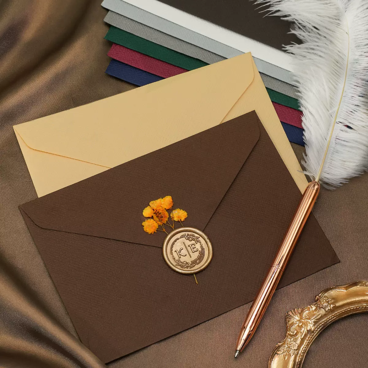 新品麻织纹信封西式三角信纸复古风情书请柬高档商务贺卡信封袋