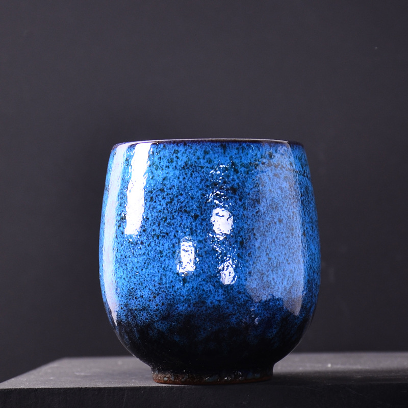 Taza de té de cerámica estilo japonés, tamaño grande individual de 250 ml, juego de té con esmalte de horno Dehua, taza de maestro, taza de regalo colorida.