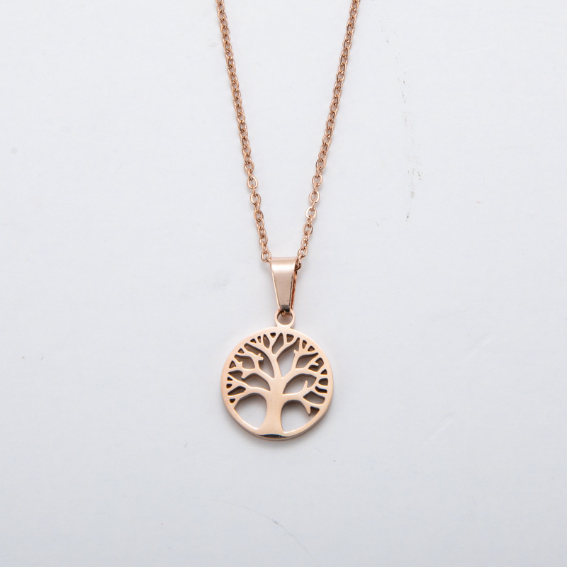 Fashion Round Tree Stainless Steel Plating Pendant Necklace 1 Piece display picture 4