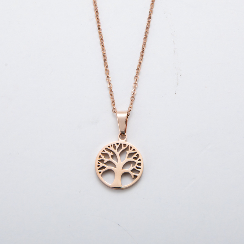 Fashion Round Tree Stainless Steel Plating Pendant Necklace 1 Piece