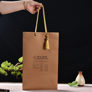 Champagne golden yellow rope gift bag wine bottle decoration small tied rope handmade three-strand woven tassel portable rope
