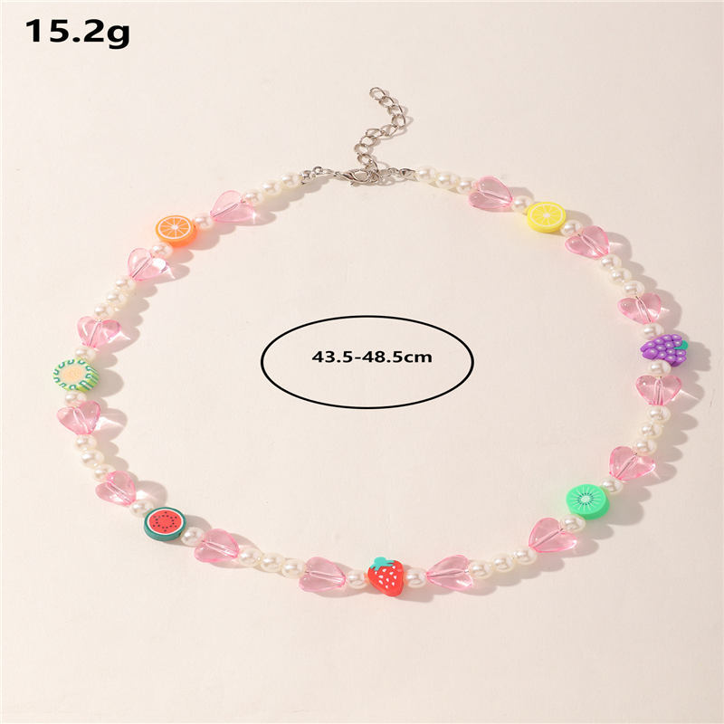 colorful rice bead pearl fruit cute necklace wholesale jewelry Nihaojewelry
