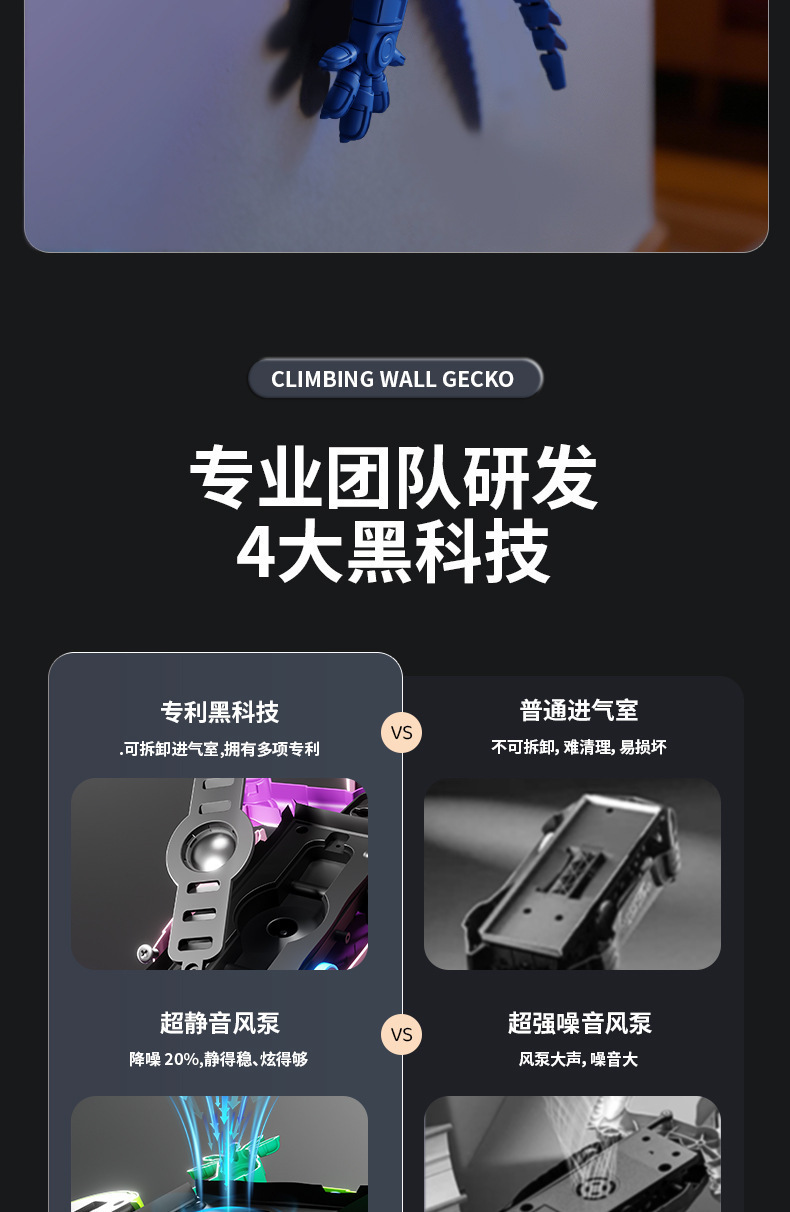 跨境2.4G爬墙壁虎仿真蜥蜴仿生攀爬行走变色龙电动遥控爬墙玩具车