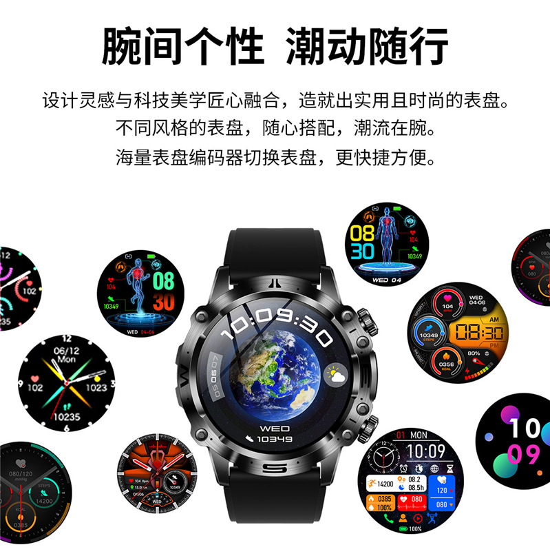 2024 Cross-border New ET482 smartwatch AMOLDE high-definition non-invasive blood glucose, body temperature and blood pressure Outdoor Sports undefined