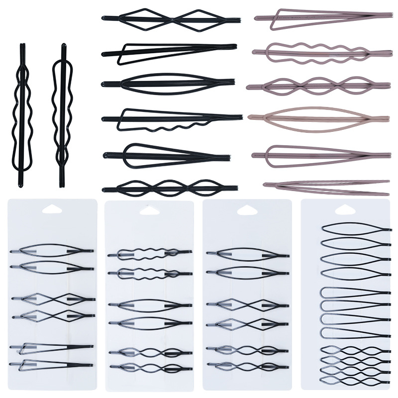 Metallic geometric hair clip for fixing hair behind the head, with 5/7cm length edge style hair clip