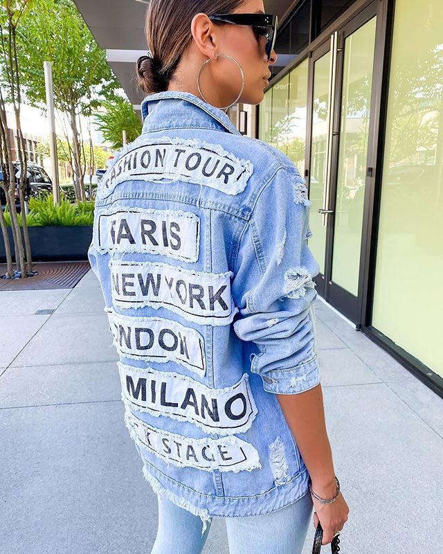 Letter Printed Loose Denim Jacket NSTH80323