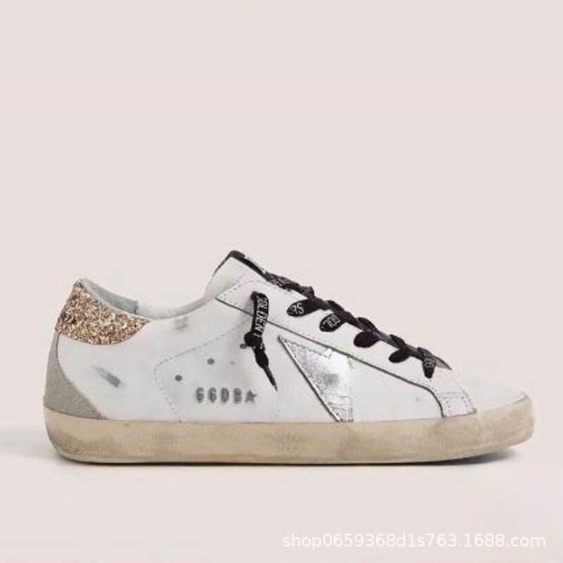Korean GG distressed star-style dirty sneakers for women, men's platform shoes with internal height increase, dirty cowhide white sneakers Korean GG distressed star-style dirty sneakers for women, men's platform shoes with internal height increase, dirty cowhide white sneakers