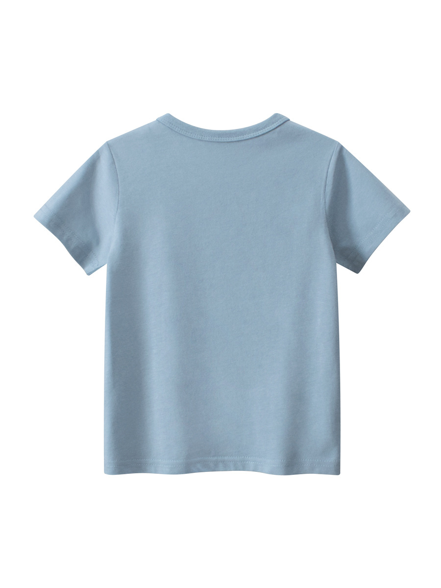 27kids ropa de verano para niños camiseta de manga corta para niños nuevo estilo 2025 ropa de bebé para niños cuello redondo media manga cabello de una pieza
