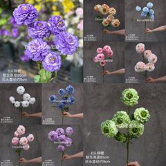 6頭の油絵の錦鯉のシミュレーションの花芙蓉の花の偽の花の絹の花の結婚式の花は花の牡丹のバラの卸売りを挿して越境します。