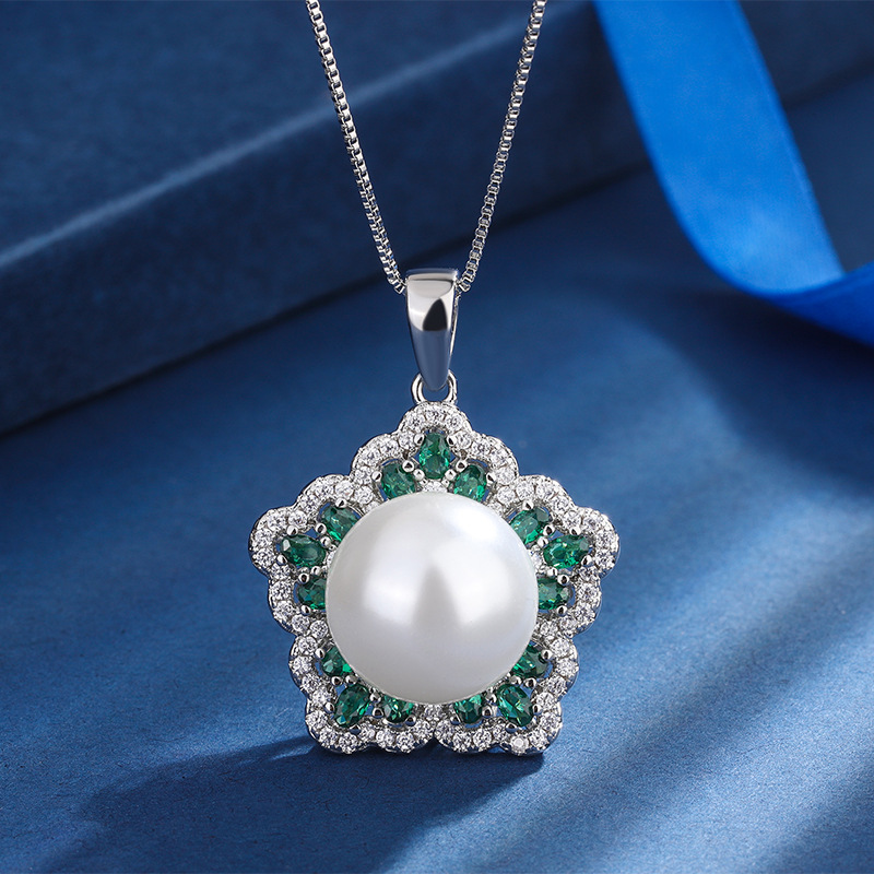 Zhuang Sheng joyas fondo de cobre chapado en oro con incrustaciones fritillary perla moda estrella color tesoro diamante colgante collar 14mm