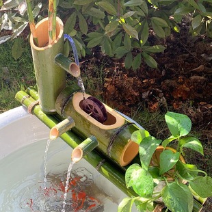 Water Tank Bamboo Flow Water Device Wool Bamboo Tube Art Flow Water Ornaments Fish Tank Basin Stone Trough Fish Faring Circulation Filter Fountain Wheel