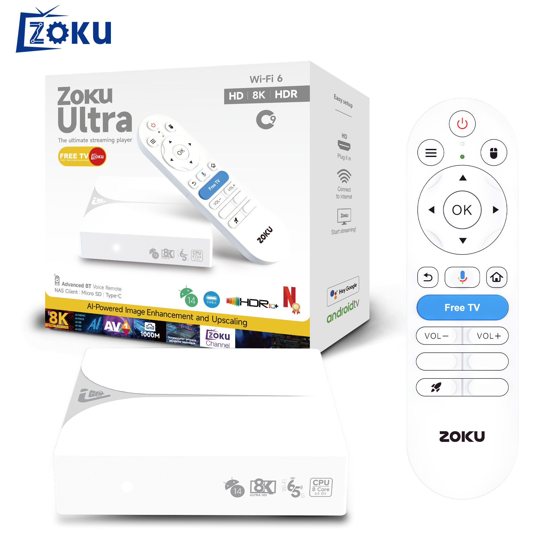 C9 Android TV Box S905X5M 8K 4GB 32GB Dual WiFi6 Gigabit Ethernet Media Player