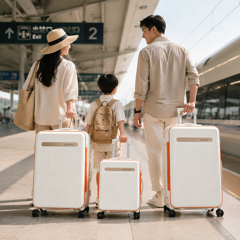 Large-capacity deep compartment luggage, durable and silent, with universal wheels, carry-on suitcase three-piece set, expandable PC travel case