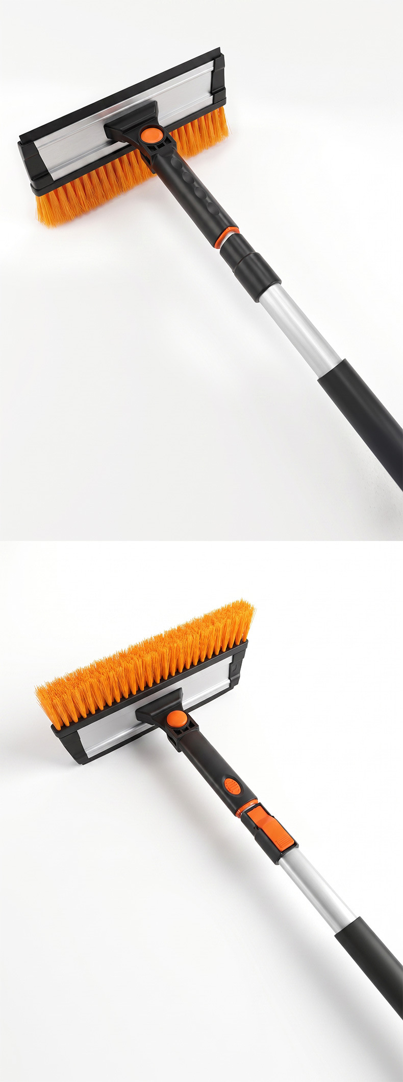 Five-in-one aluminum alloy telescopic snow shovel, multifunctional car ice scraper, portable detachable snow removal shovel, snow brush