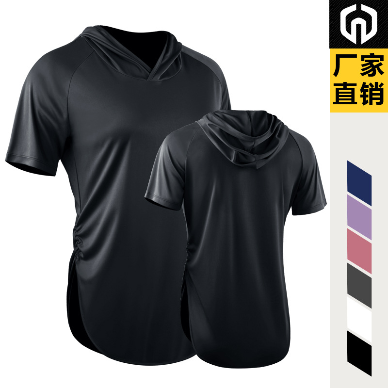 Deportes de las mujeres con capucha cintura de manga corta ropa de protección solar de secado rápido para adelgazar correr baloncesto yoga ropa de entrenamiento casual image 9