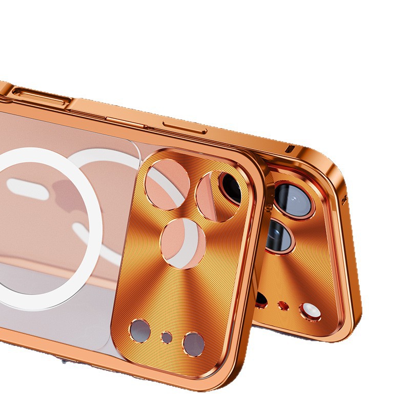 Funda para iPhone 17 Pro Max con hebilla magnética de caballito de mar, marco metálico para Apple 16, lente con cobertura total, 15 unidades
