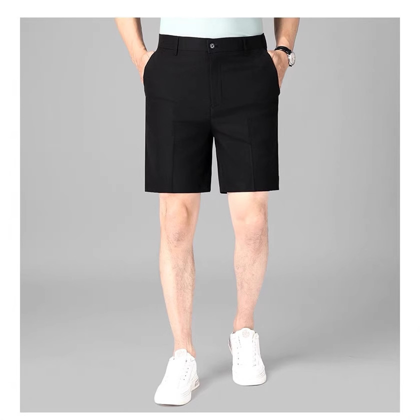 New Solid Color Slim-Fit Men's Summer Fashion Shorts Casual Versatile Mid-Length Pants with a High-End Feel