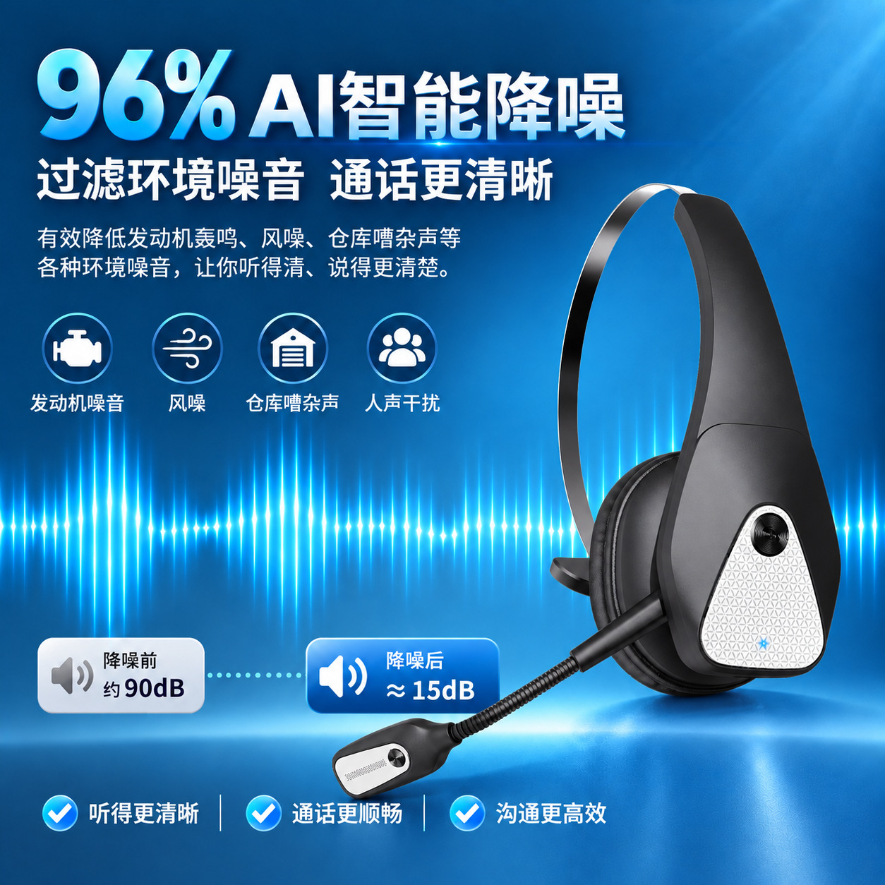 Bluetooth Headphones 2026 New Model Business Conference Noise Cancelling Truck Driver Long Battery Life Over-Ear Wireless Bluetooth Headphones