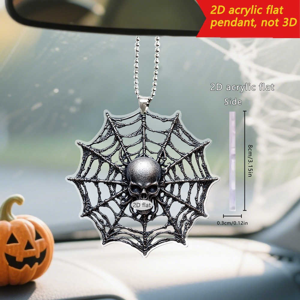 Transfronterizo nuevo Halloween calabaza linterna hoz araña 2D plano acrílico mochila colgante de coche llavero