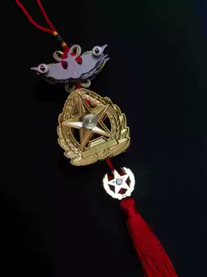 Car pendant patriotic five-pointed star red flag car rearview mirror decoration pendant Chinese heart soldier male car pendant (Car hanging) - lu