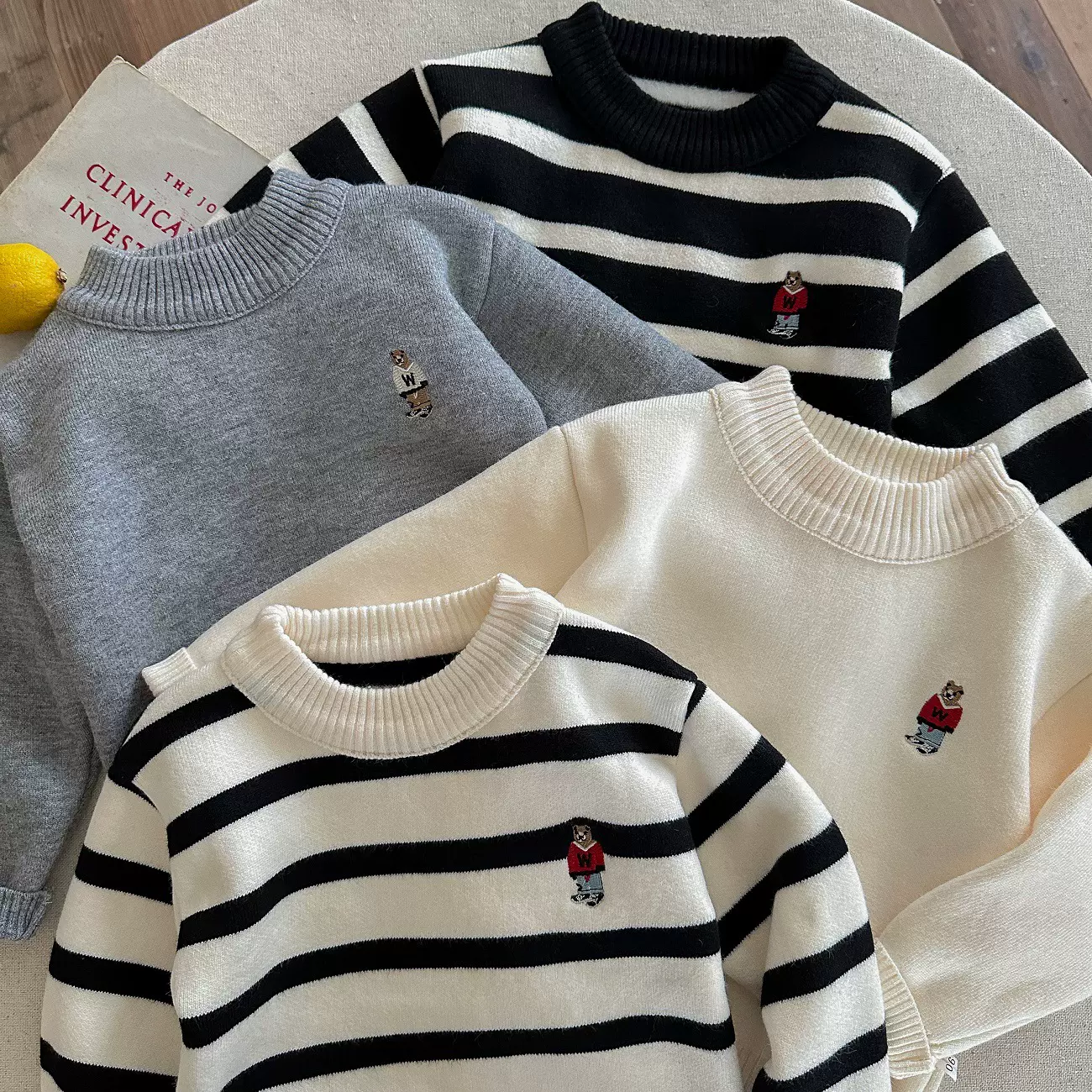 男童毛衣秋冬款2025新款洋气宝宝加绒加厚小童针织上衣儿童打底衫