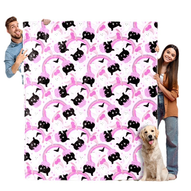 Comercio electrónico transfronterizo Amazon Wish Halloween lana manta espesa doble impresión flange manta