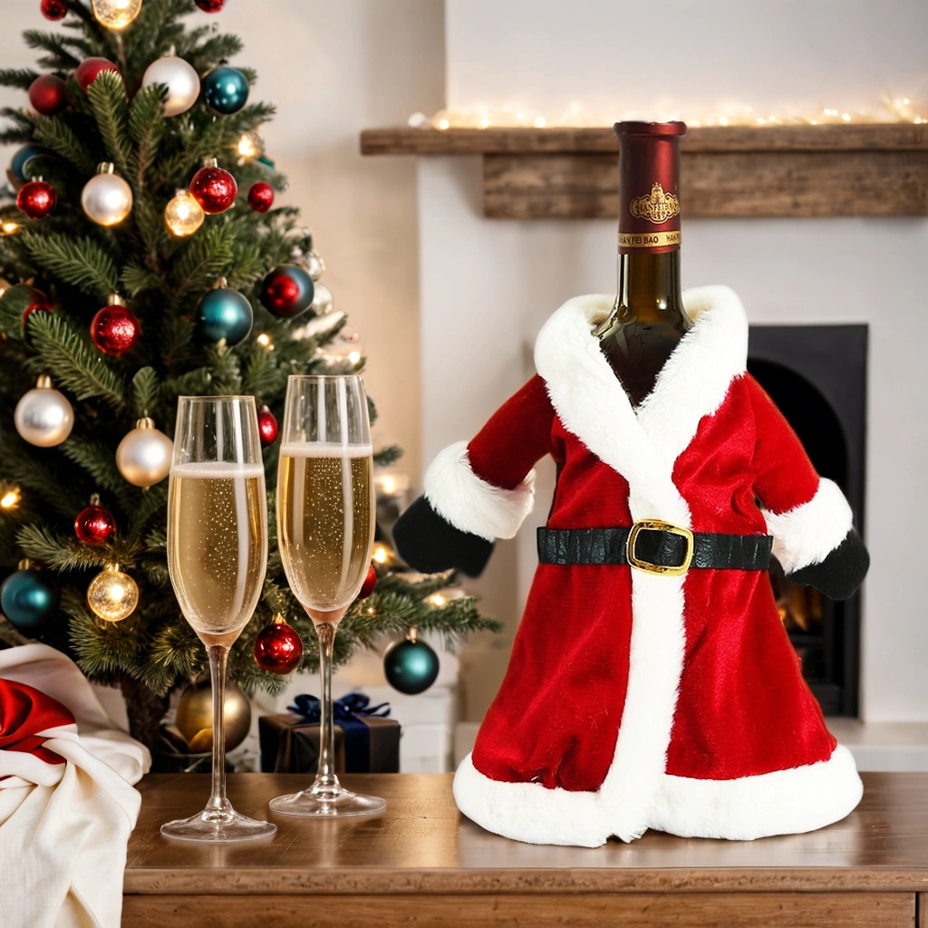 Nuevos productos transfronterizos de botellas de vino navideñas decorativas ambientes festivos de decoración de botellas de vino vestidos decorativas de mesa de comedor creativas