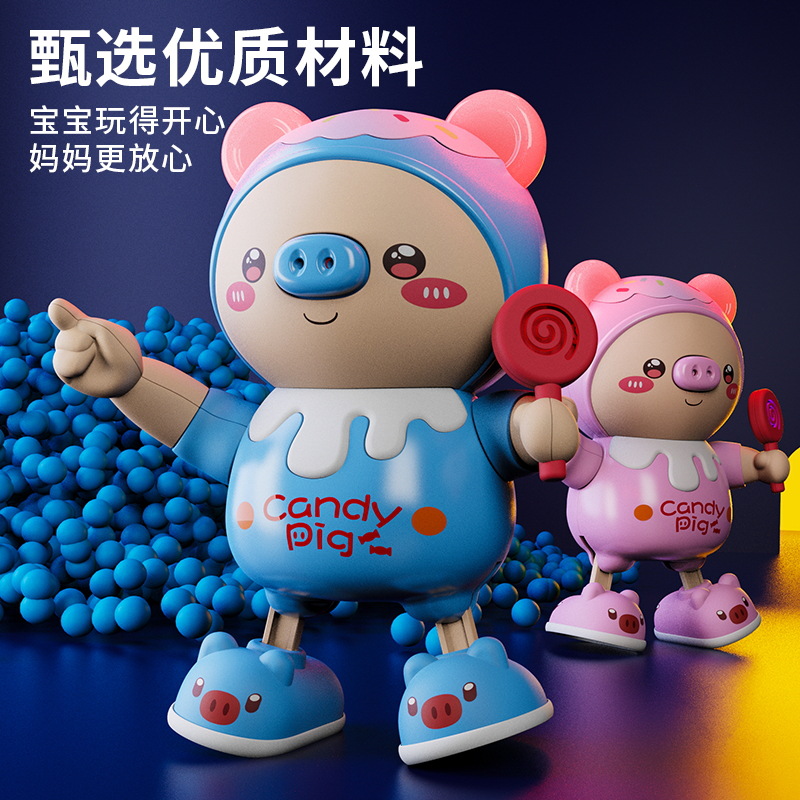 Transfronterizo nuevo eléctrico lindo baile cerdo fresco dinámico sonido y luz swing juguete noche mercado puesto al por mayor