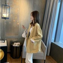 小西装女春秋中长款韩版西服宽松休闲百搭网红外套上衣潮