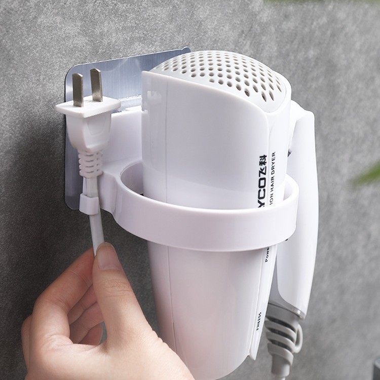 Secador de pelo sin perforaciones soporte rack de almacenamiento secador de pelo rack de almacenamiento montado en la pared baño secador de pelo estante de baño