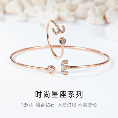 AINUOSHI Zodiac Aries fashion Popular 18K Rose Gold Cultivation Diamonds Ring Bracelet suit